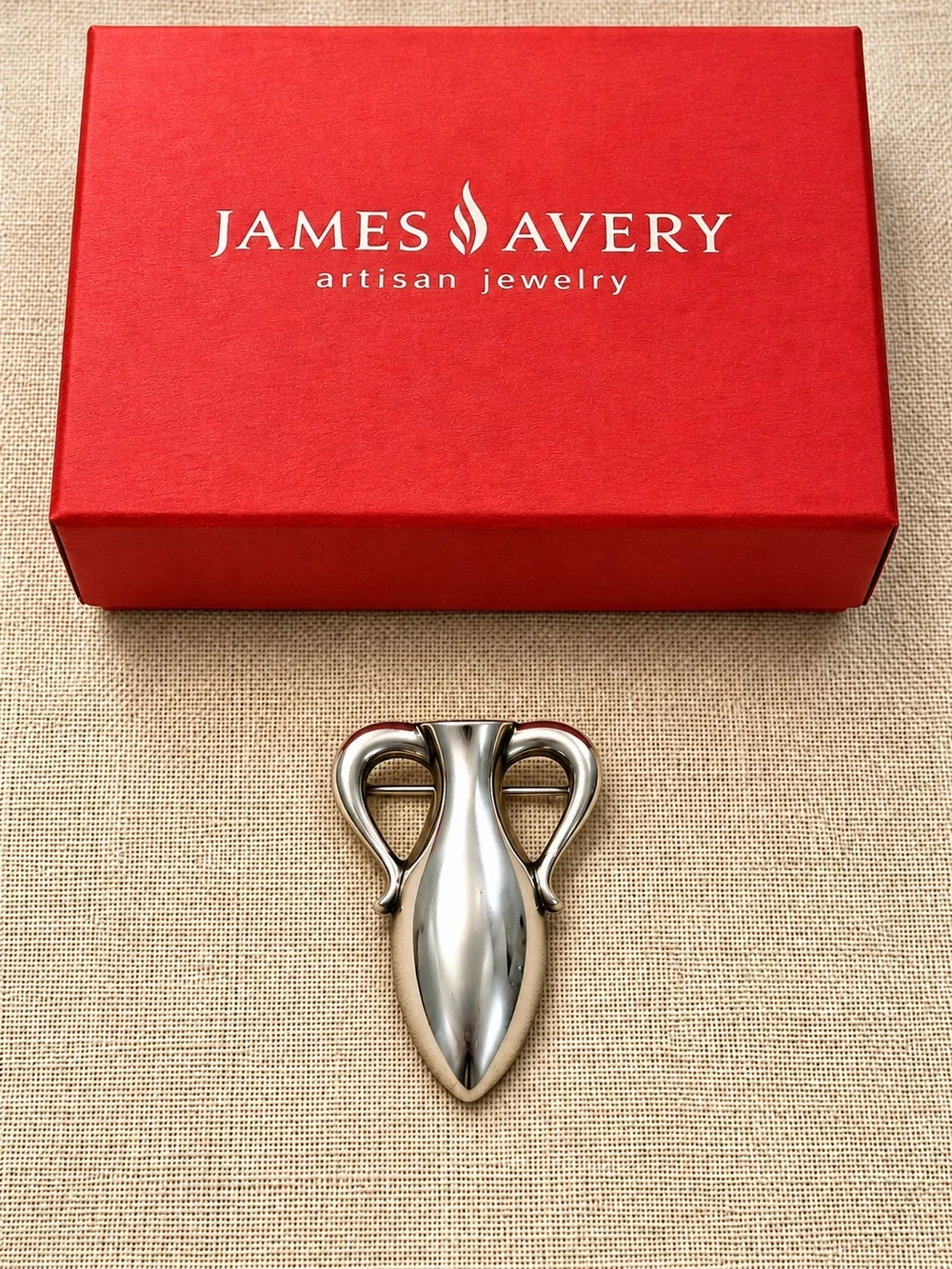 James Avery Retired Amphora Bud Vase Brooch Pin Sterling Silver 925 w/ Box